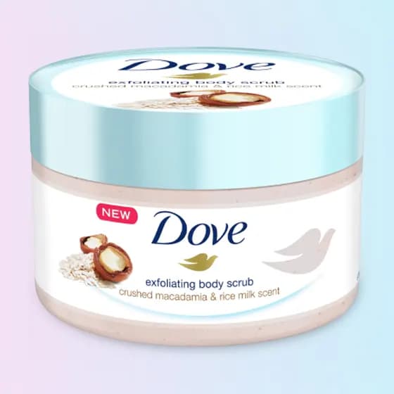 Dove Exfoliating Body Scrub Crushed Macadamia & Rice Milk Scent – 225ml